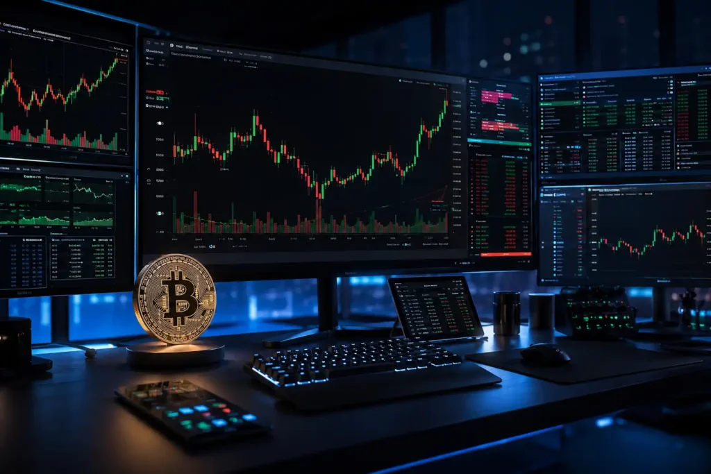 BTC price target June 2026, Bitcoin trading 
chart showing bullish neutral and bearish scenarios